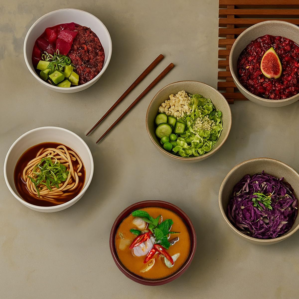 m-dard-de-noblat-fuji-poke-bowl-1-l-beige-lot-de-4 image 4