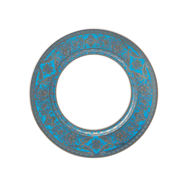 haviland-matignon-assiette-dessert-bleu-piscine-platine image 1
