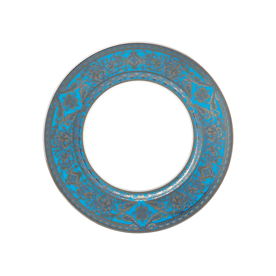 haviland-matignon-assiette-dessert-bleu-piscine-platine image 1