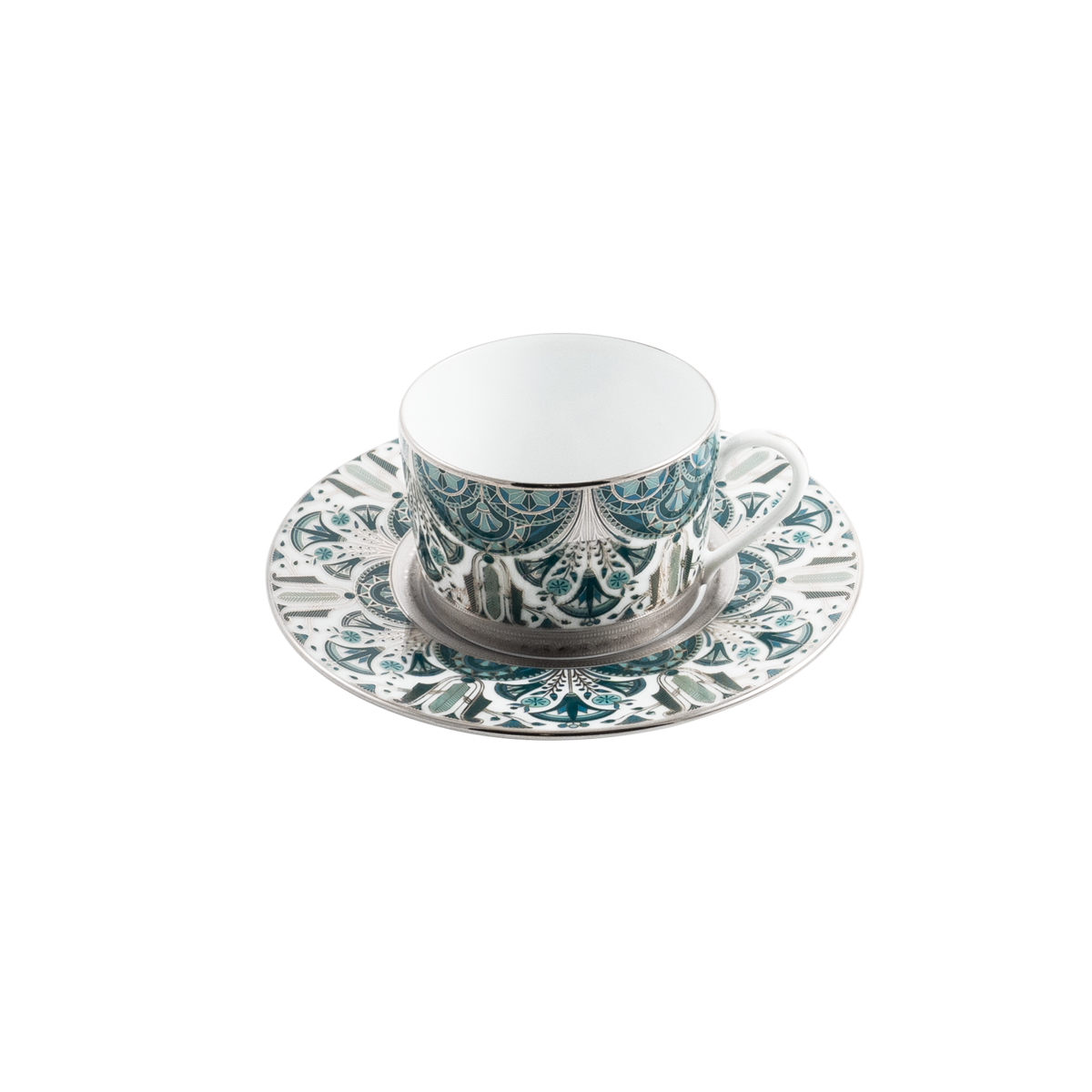 haviland-r-ves-du-nil-tasse-th-soucoupe-vert-platine image 1