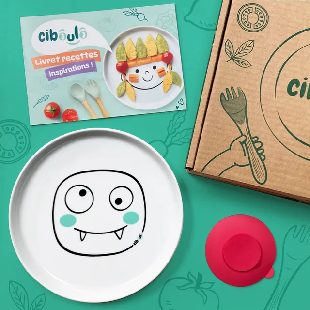 ciboulo-coffret-repas-monstre-assiette-porcelaine-enfant image 1