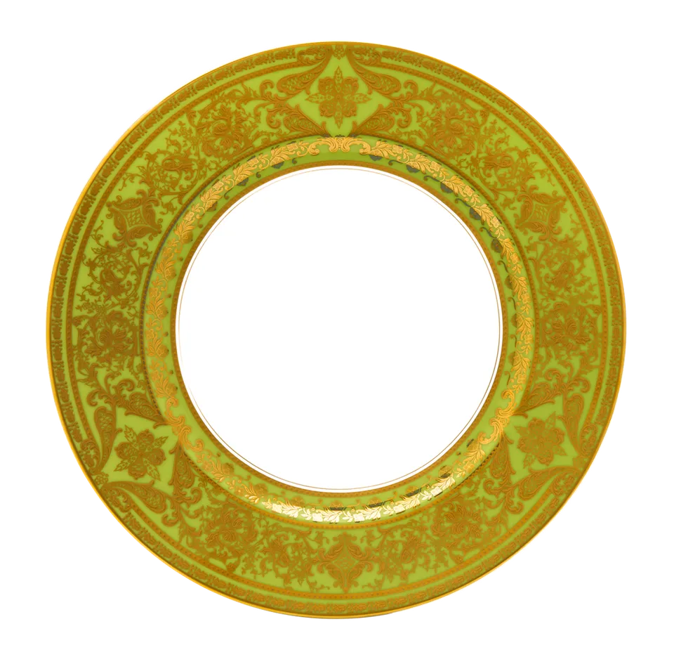 haviland-matignon-assiette-d-ner-vert-pomme-or image 1