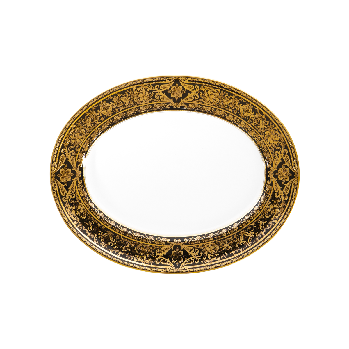 haviland-matignon-plat-ovale-porcelaine-noir-or image 1