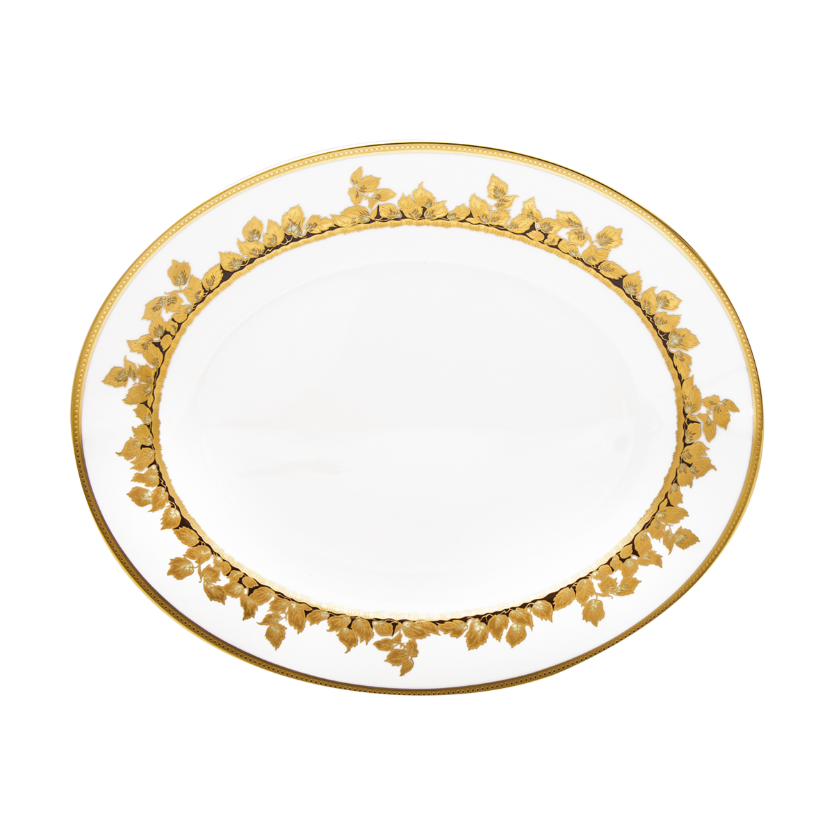 haviland-feuille-d-or-plat-ovale-porcelaine-or image 1