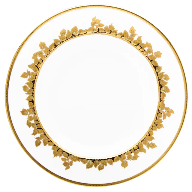 haviland-feuille-d-or-plat-rond-creux-porcelaine-or image 1