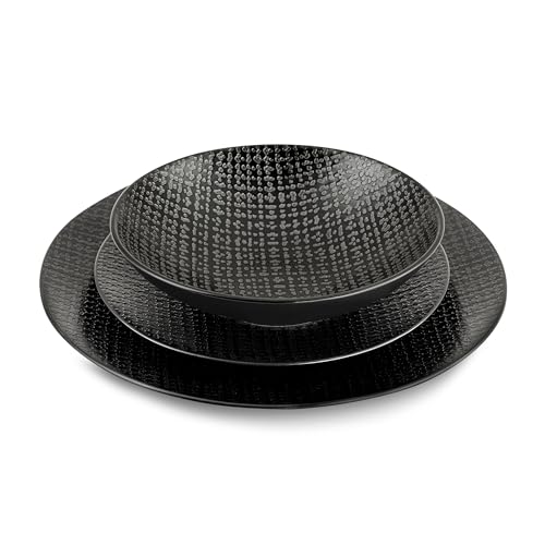 m-dard-de-noblat-tweed-noir-service-18-assiettes-gr-s-noir image 6