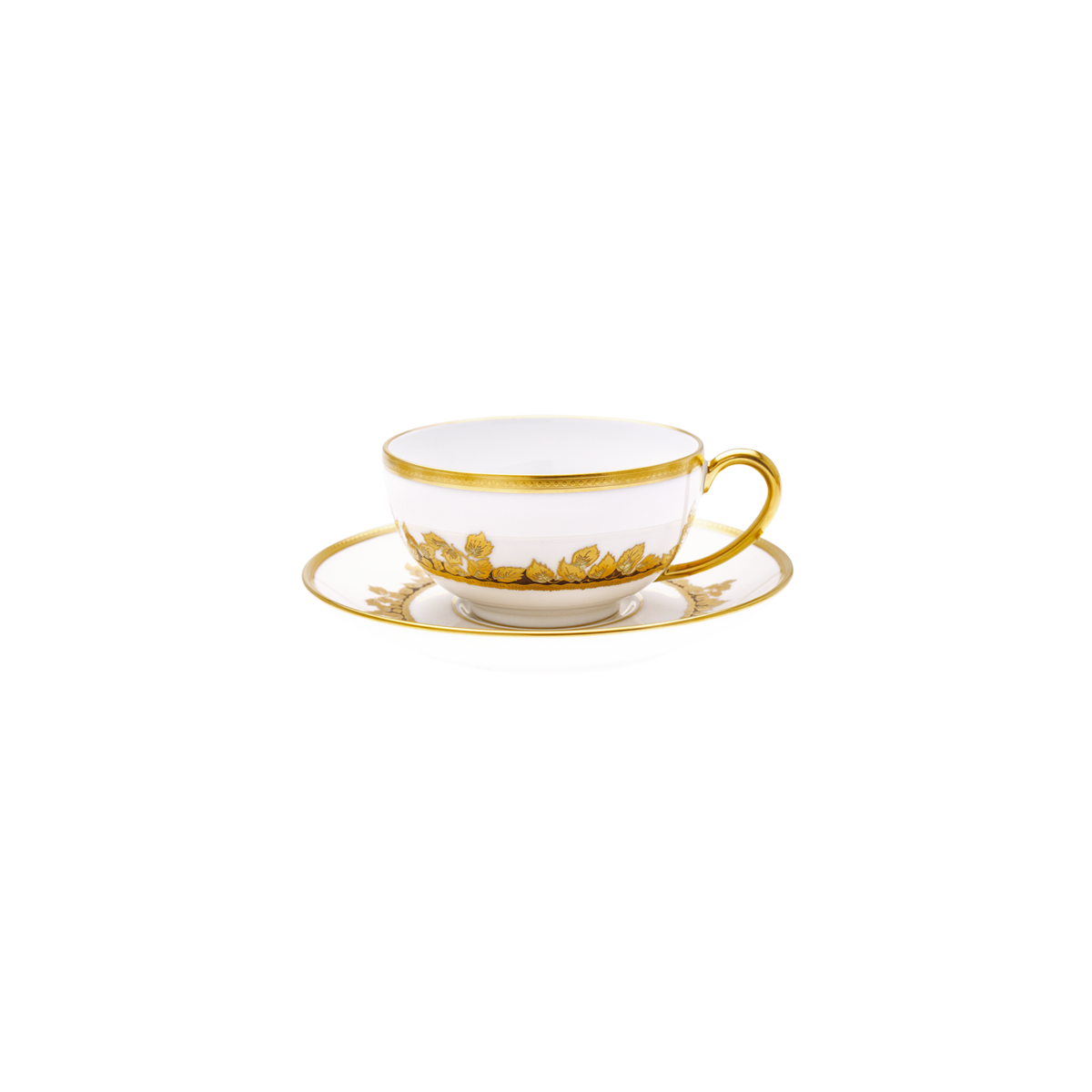 haviland-feuille-d-or-tasse-th-et-soucoupe-porcelaine-or image 1