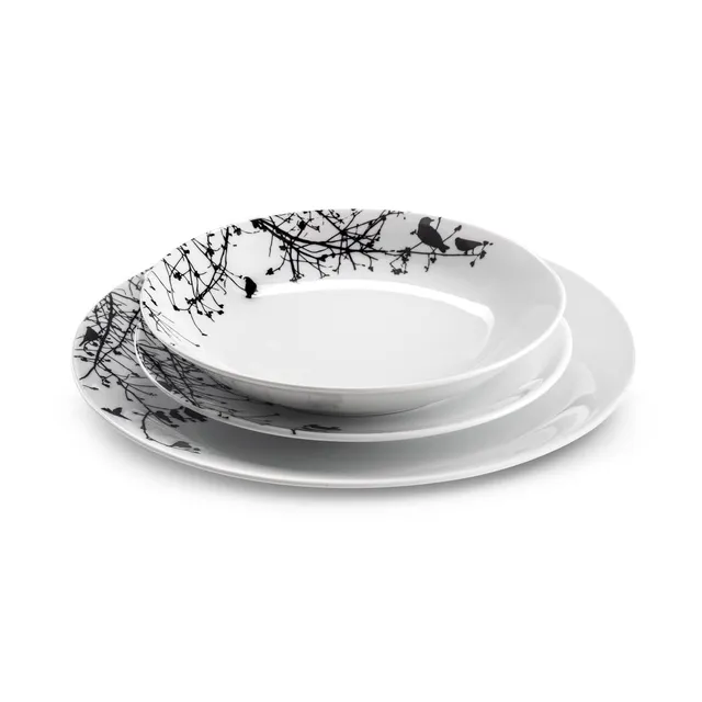 m-dard-de-noblat-aurore-service-18-assiettes-porcelaine-blanc-noir image 1