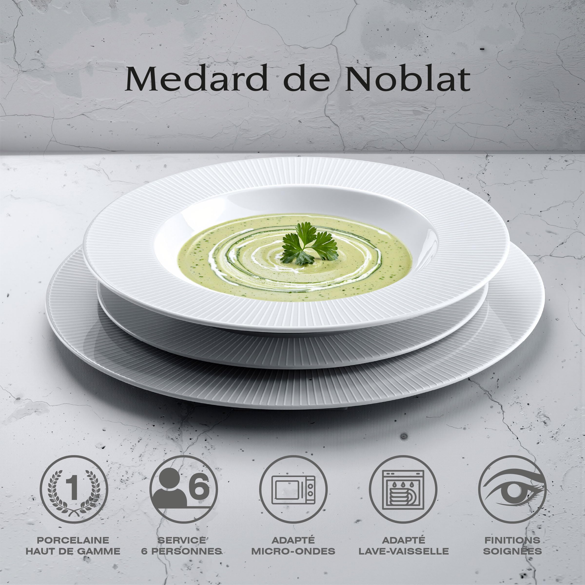 m-dard-de-noblat-linus-service-18-assiettes-gr-s-blanc-relief image 2