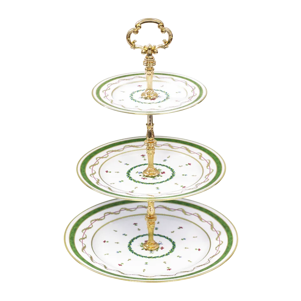 haviland-vieux-paris-vert-serviteur-3-niveaux-porcelaine image 1