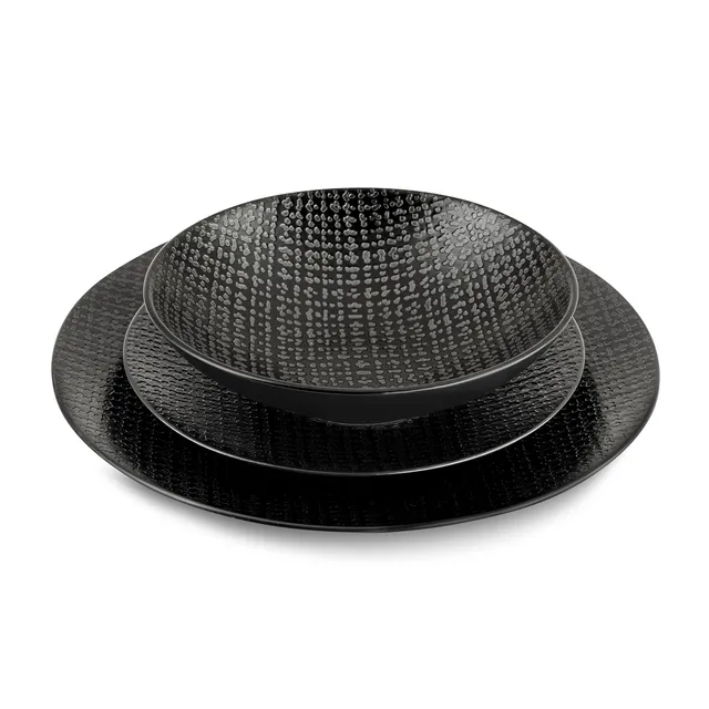 m-dard-de-noblat-tweed-noir-service-18-assiettes-gr-s-noir image 1