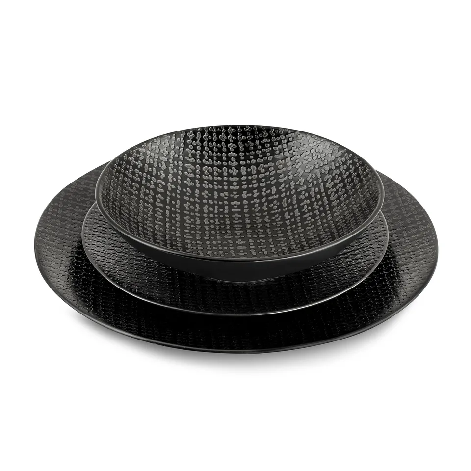 m-dard-de-noblat-tweed-noir-service-18-assiettes-gr-s-noir image 1