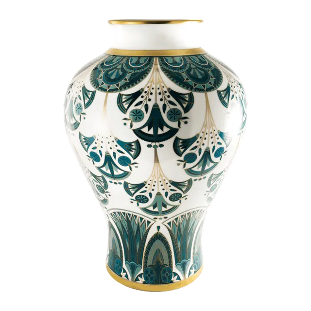 haviland-r-ves-du-nil-vase-prestige-vert-or-porcelaine image 1