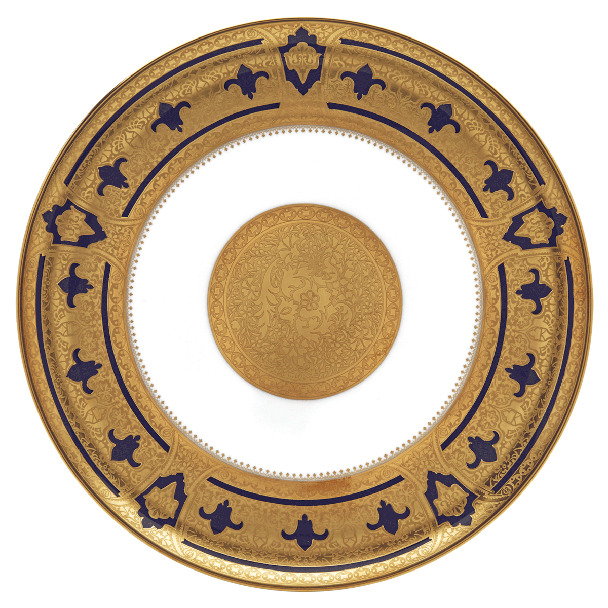 haviland-grand-apparat-plat-tarte-bleu-de-four-or-limoges image 1