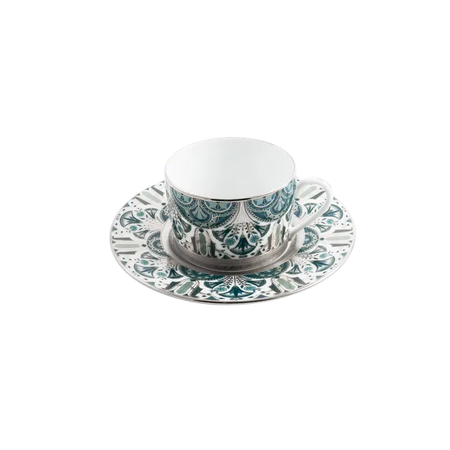 haviland-r-ves-du-nil-tasse-th-soucoupe-vert-platine image 1