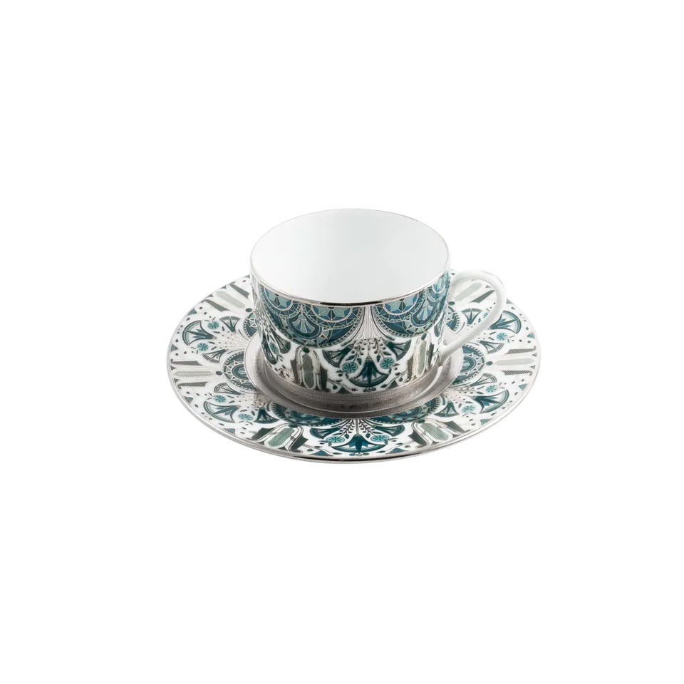 haviland-r-ves-du-nil-tasse-th-soucoupe-vert-platine image 1