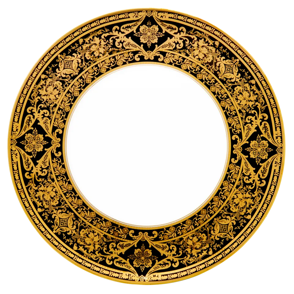 haviland-matignon-plat-tarte-noir-or-porcelaine image 1