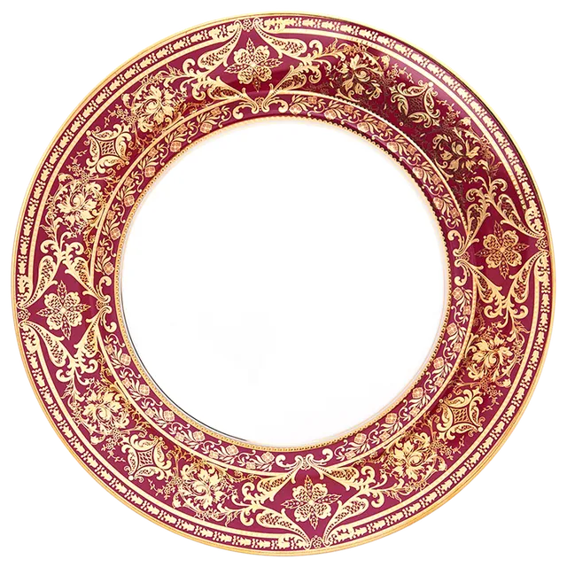 haviland-matignon-plat-rond-porcelaine-cerise-or image 1
