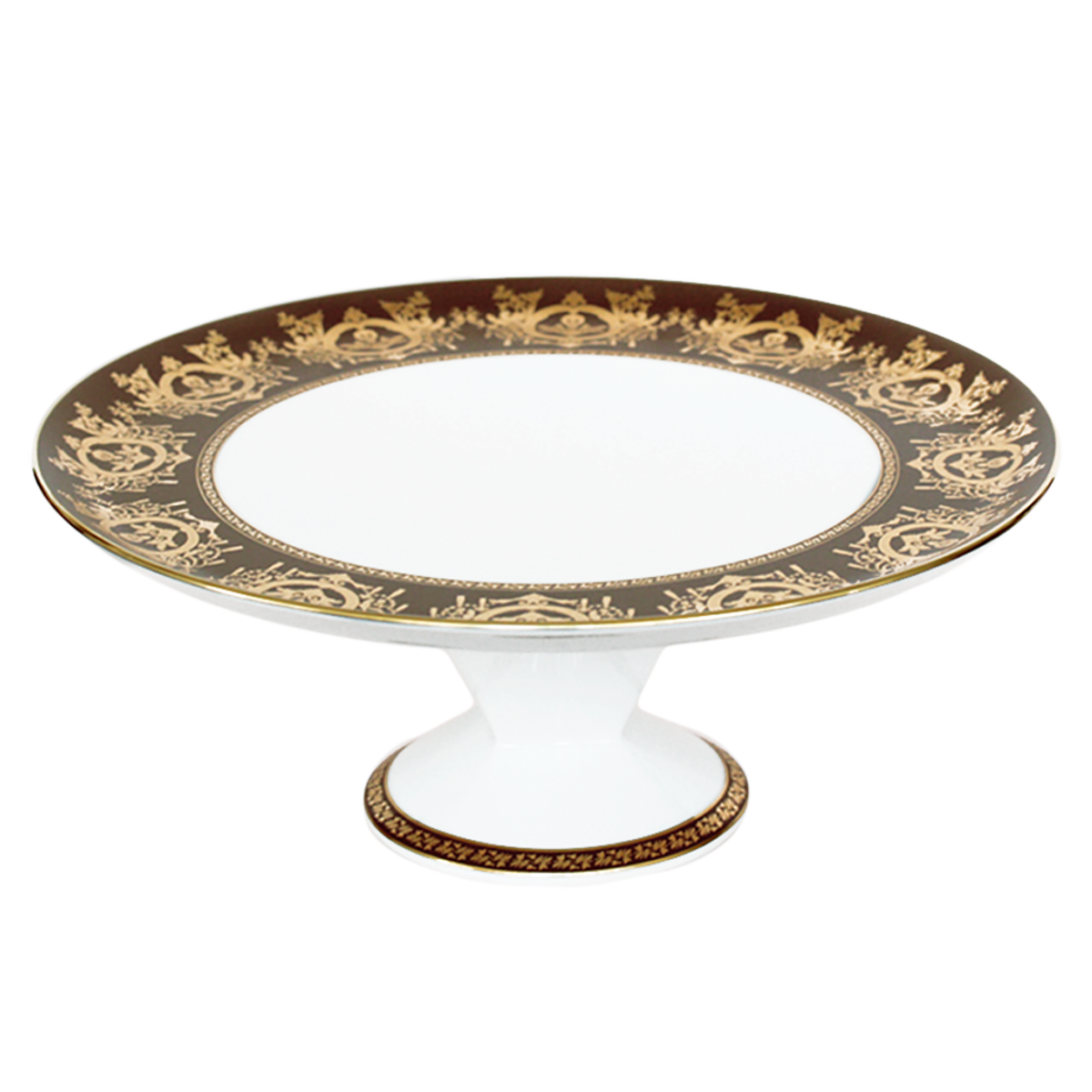 haviland-ritz-imp-rial-plat-tarte-sur-pied-bronze-porcelaine image 1
