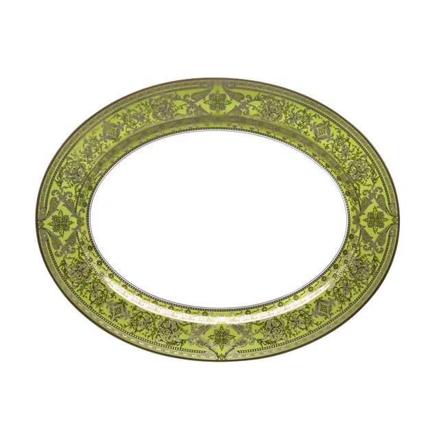 haviland-matignon-plat-ovale-porcelaine-vert-pomme-platine image 1