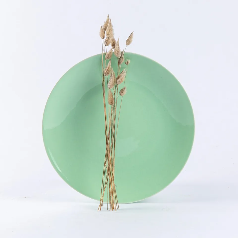 ogre-la-fabrique-essentielle-grande-assiette-plate-porcelaine-vert-amande-25-cm image 1