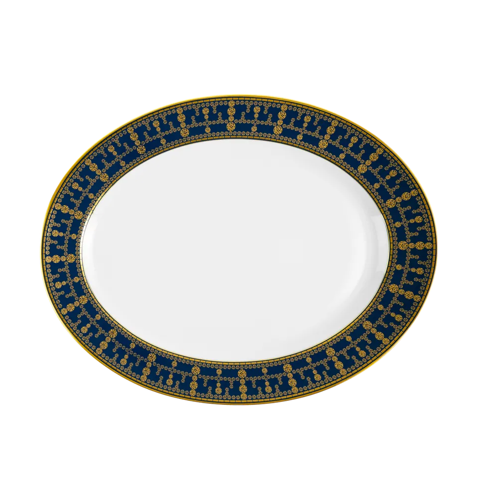 haviland-tiara-plat-ovale-porcelaine-bleu-de-prusse-or image 1