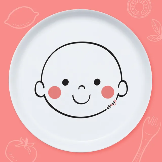 ciboulo-bonhomme-assiette-porcelaine-blanche-enfant image 1