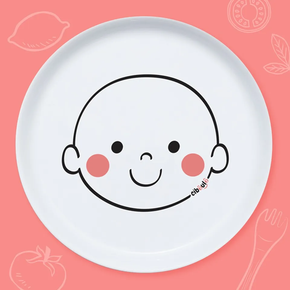 ciboulo-bonhomme-assiette-porcelaine-blanche-enfant image 1
