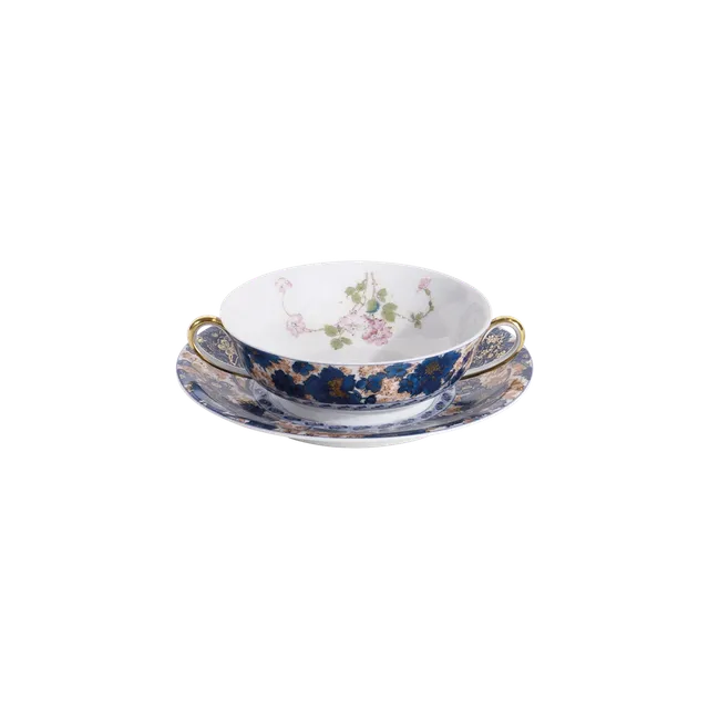 haviland-dammouse-bol-bouillon-et-soucoupe-porcelaine image 1
