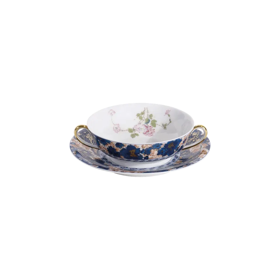 haviland-dammouse-bol-bouillon-et-soucoupe-porcelaine image 1