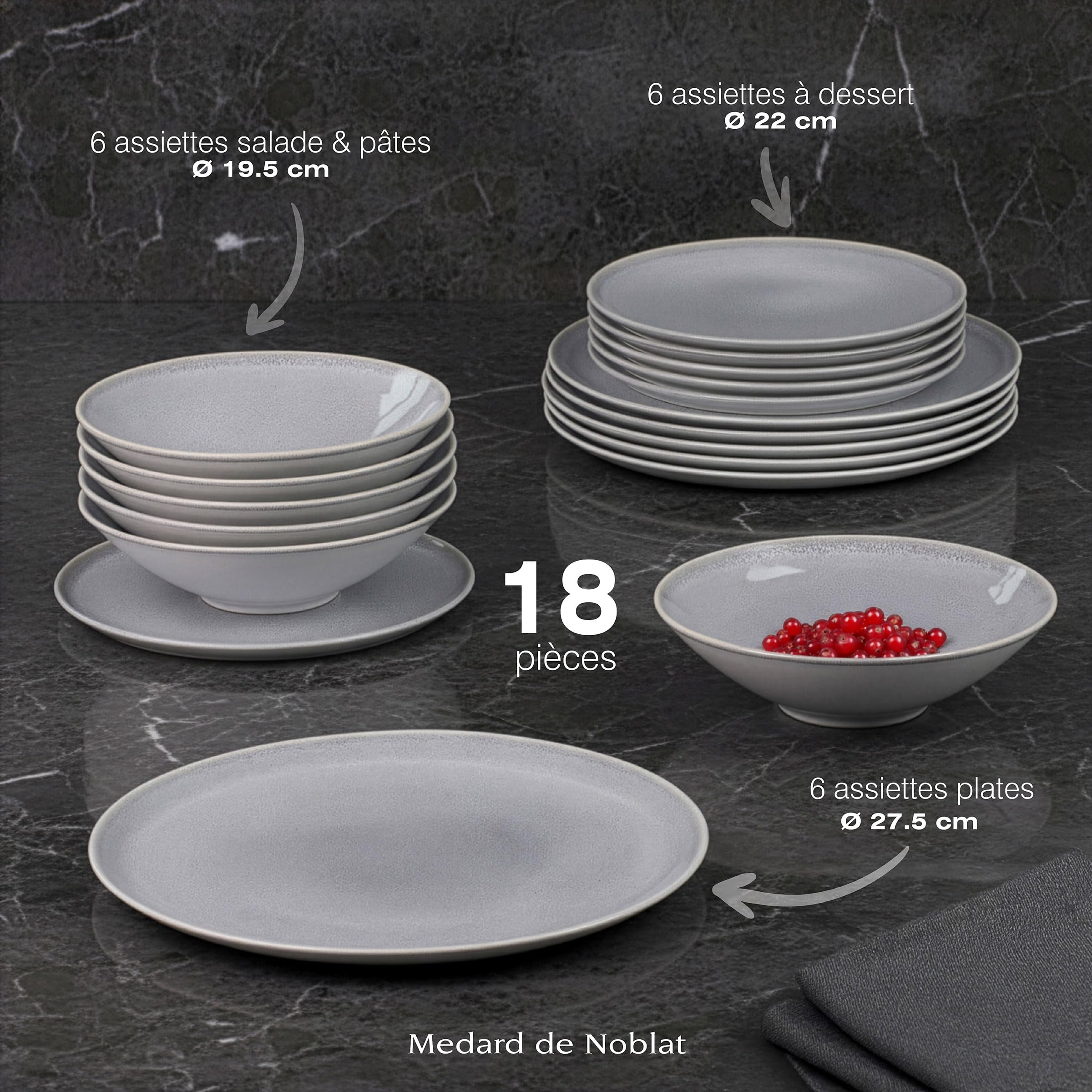 m-dard-de-noblat-yumi-service-18-assiettes-gr-s-gris-6-pers image 3