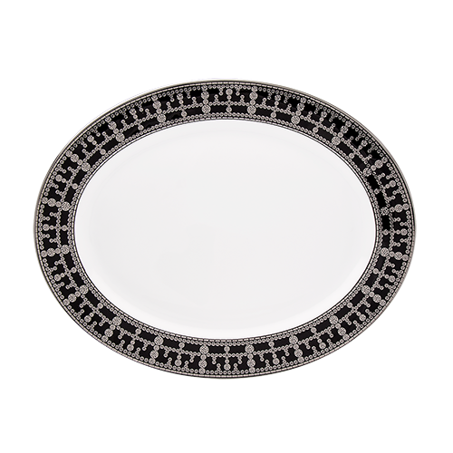 haviland-tiara-plat-ovale-noir-platine-porcelaine-limoges image 1