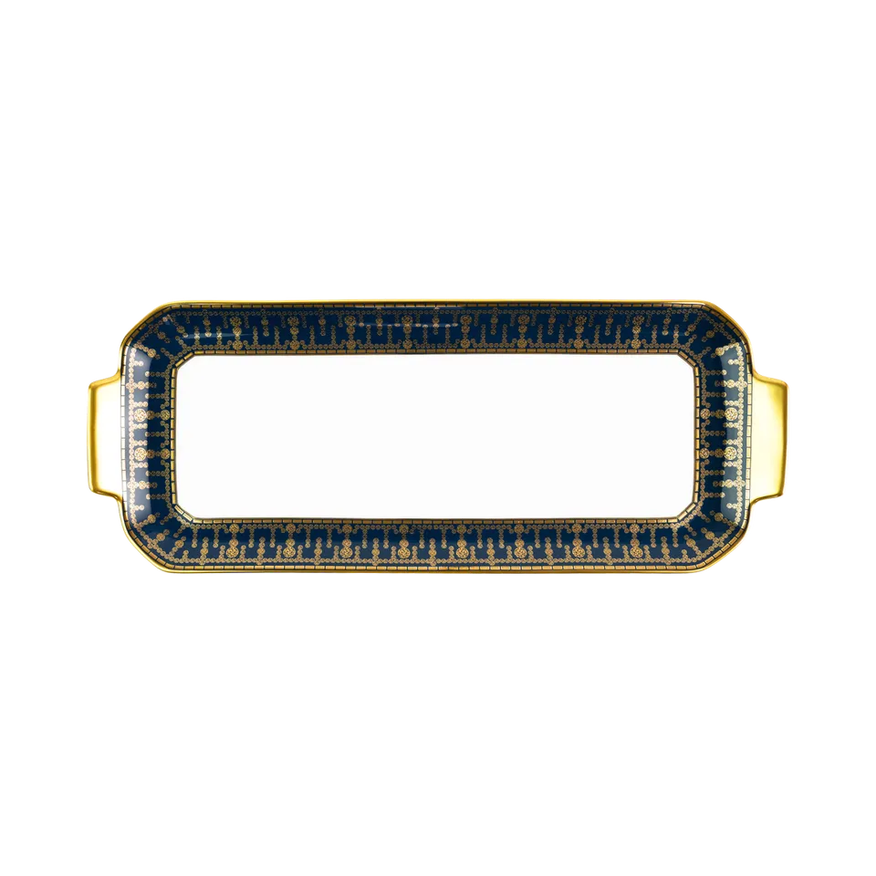 haviland-tiara-plat-cake-porcelaine-bleu-de-prusse-or image 1
