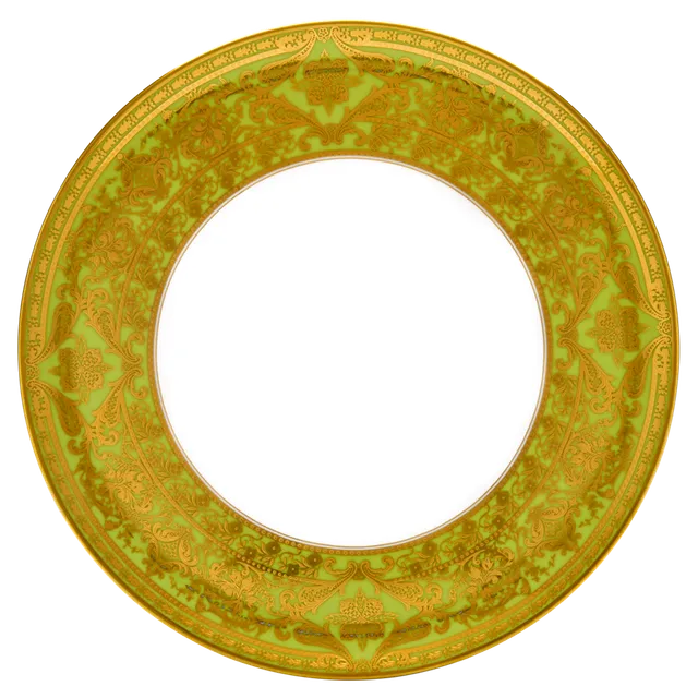 haviland-matignon-plat-tarte-porcelaine-vert-pomme-or image 1