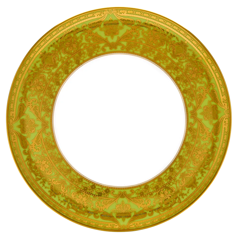 haviland-matignon-plat-tarte-porcelaine-vert-pomme-or image 1