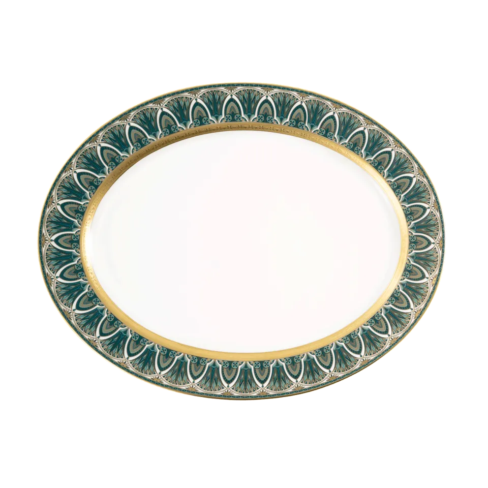 haviland-r-ves-du-nil-plat-ovale-porcelaine-vert-or image 1