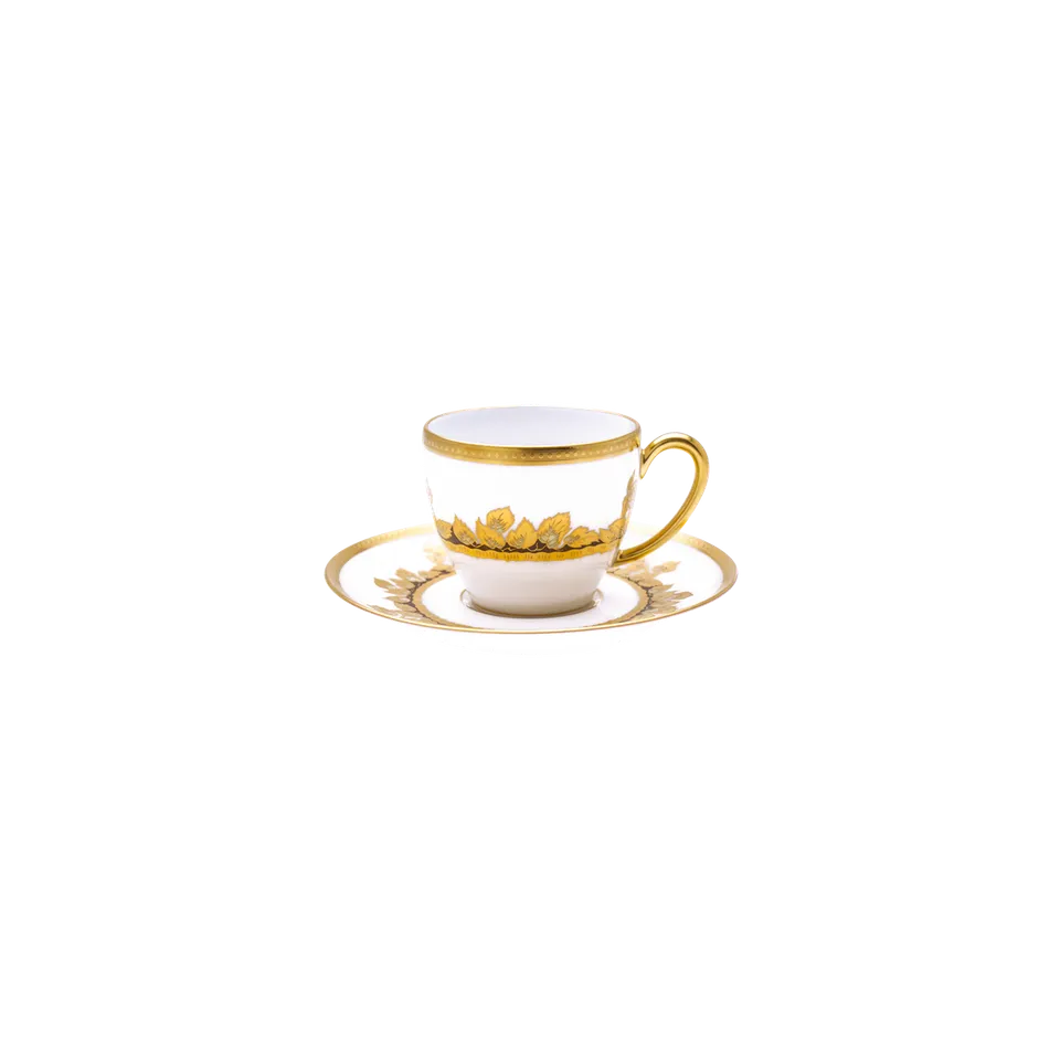 haviland-feuille-d-or-tasse-caf-soucoupe-porcelaine-or image 1