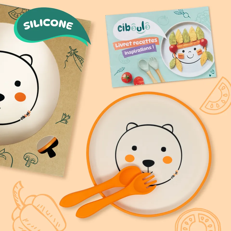 ciboulo-animal-box-assiette-silicone-b-b-couverts-recettes image 1