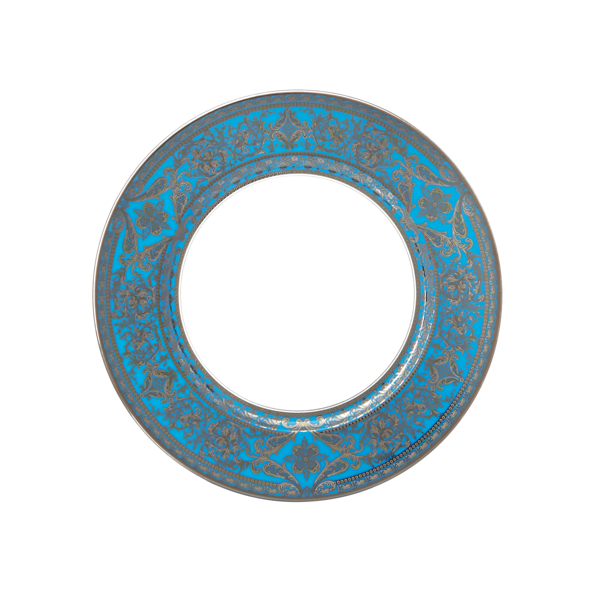 haviland-matignon-assiette-dessert-bleu-piscine-platine image 1