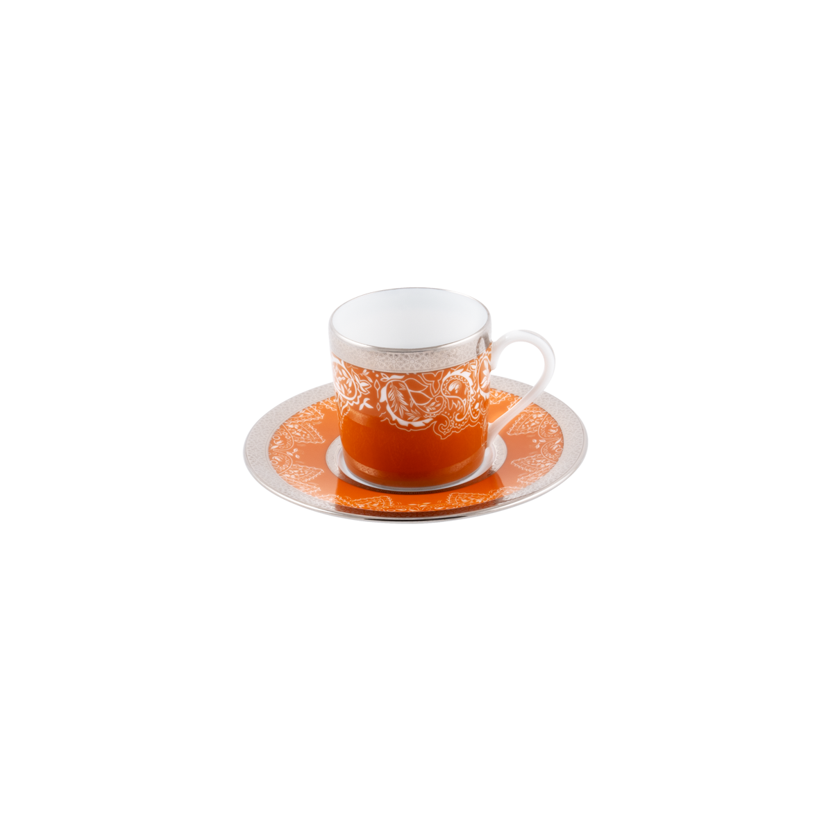 haviland-romane-tasse-caf-soucoupe-orange-porcelaine image 1