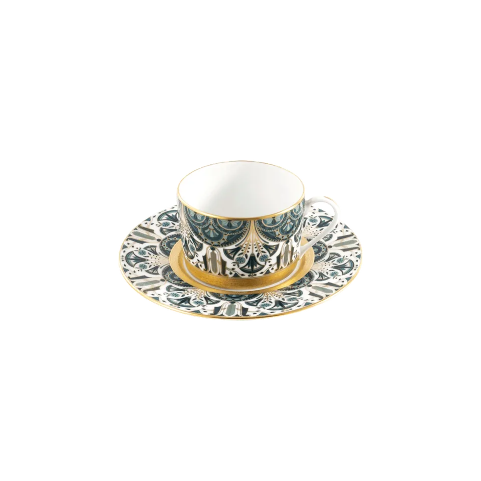 haviland-r-ves-du-nil-tasse-et-soucoupe-th-porcelaine-vert-or image 1